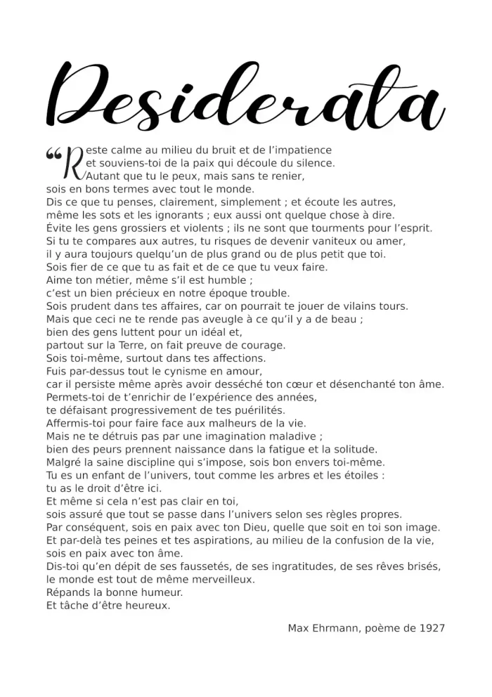 Affiche Desiderata